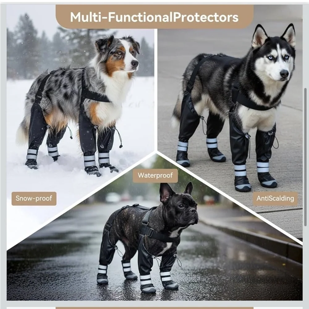 Upgraded Dog Suspender Boots, Waterproof Dog Rain Boot, Anti-Slip S / 657-lb2